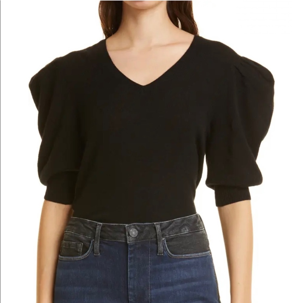 FRAME Pleated Sleeve Cashmere Sweater NWOT